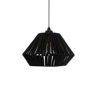 GLOBOSTAR® NUI 205-0061 Boho Κρεμαστό Φωτιστικό Οροφής με Ντουί 1 x E27 AC 220-240V IP20 - Μαύρο - M36 x Π36 x Υ27cm