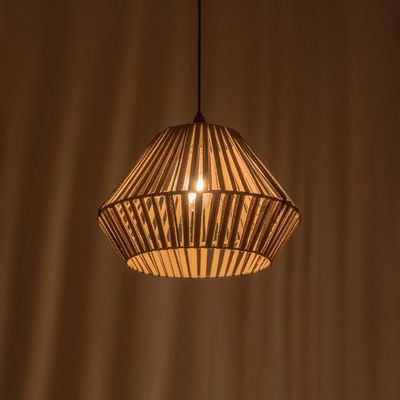 GLOBOSTAR® NUI 205-0067 Boho Κρεμαστό Φωτιστικό Οροφής με Ντουί 1 x E27 AC 220-240V IP20 - Μπεζ - M36 x Π36 x Υ27cm