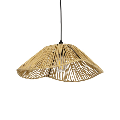 GLOBOSTAR® CHAPEAU 205-0028 Boho Κρεμαστό Φωτιστικό Οροφής με Ντουί 1 x E27 AC 220-240V IP20 - Μπεζ - M41 x Π41 x Υ17cm