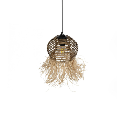 GLOBOSTAR® RIKTA 205-0077 Boho Κρεμαστό Φωτιστικό Οροφής με Ντουί 1 x E27 AC 220-240V IP20 - Μπεζ - M20 x Π20 x Υ30cm