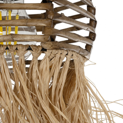 GLOBOSTAR® RIKTA 205-0077 Boho Κρεμαστό Φωτιστικό Οροφής με Ντουί 1 x E27 AC 220-240V IP20 - Μπεζ - M20 x Π20 x Υ30cm