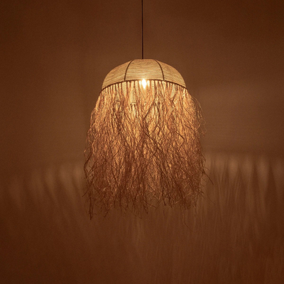 GLOBOSTAR® PLUVIA 205-0080 Boho Κρεμαστό Φωτιστικό Οροφής με Ντουί 1 x E27 AC 220-240V IP20 - Μπεζ - M50 x Π50 x Υ80cm