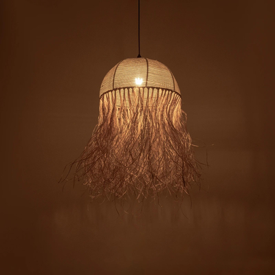 GLOBOSTAR® PLUVIA 205-0081 Boho Κρεμαστό Φωτιστικό Οροφής με Ντουί 1 x E27 AC 220-240V IP20 - Μπεζ - M40 x Π40 x Υ70cm