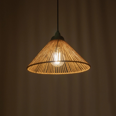 GLOBOSTAR® FUNIS 205-0084 Boho Κρεμαστό Φωτιστικό Οροφής με Ντουί 1 x E27 AC 220-240V IP20 - Μπεζ - M25 x Π25 x Υ16cm