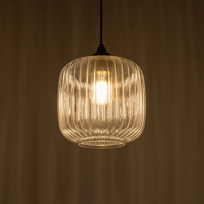 GLOBOSTAR® MELONI 206-0013 Μοντέρνο Κρεμαστό Φωτιστικό Οροφής με Ντουί 1 x E27 AC 220-240V IP20 - Διάφανο - Μ20 x Π20 x Υ24cm