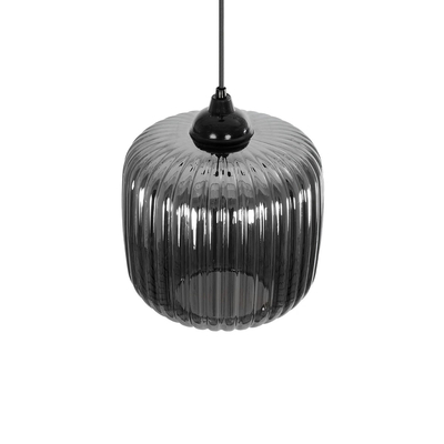 GLOBOSTAR® MELONI 206-0014 Μοντέρνο Κρεμαστό Φωτιστικό Οροφής με Ντουί 1 x E27 AC 220-240V IP20 - Μαύρο Φιμέ - Μ20 x Π20 x Υ24cm