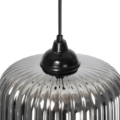 GLOBOSTAR® MELONI 206-0014 Μοντέρνο Κρεμαστό Φωτιστικό Οροφής με Ντουί 1 x E27 AC 220-240V IP20 - Μαύρο Φιμέ - Μ20 x Π20 x Υ24cm