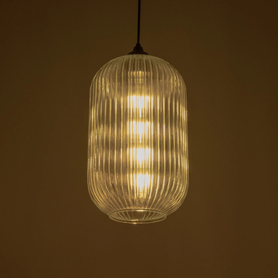 GLOBOSTAR® MELONI 206-0017 Μοντέρνο Κρεμαστό Φωτιστικό Οροφής με Ντουί 1 x E27 AC 220-240V IP20 - Διάφανο - Μ20 x Π20 x Υ38cm