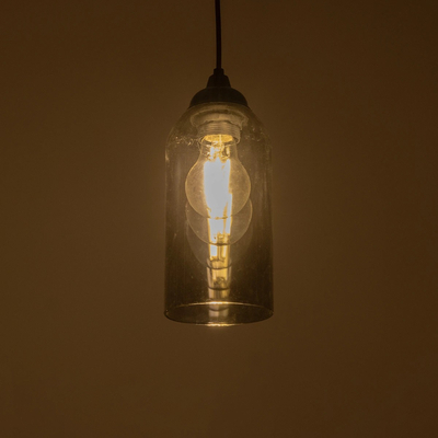 GLOBOSTAR® TUBE 206-0030 Μοντέρνο Κρεμαστό Φωτιστικό Οροφής με Ντουί 1 x E27 AC 220-240V IP20 - Μαύρο Φιμέ - Μ10 x Π10 x Υ24cm