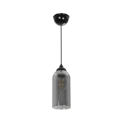 GLOBOSTAR® TUBE 206-0030 Μοντέρνο Κρεμαστό Φωτιστικό Οροφής με Ντουί 1 x E27 AC 220-240V IP20 - Μαύρο Φιμέ - Μ10 x Π10 x Υ24cm