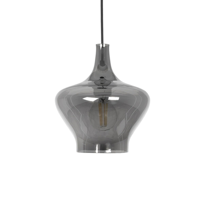 GLOBOSTAR® OVOCE 206-0032 Μοντέρνο Κρεμαστό Φωτιστικό Οροφής με Ντουί 1 x E27 AC 220-240V IP20 - Μαύρο Φιμέ - Μ20 x Π20 x Υ22cm