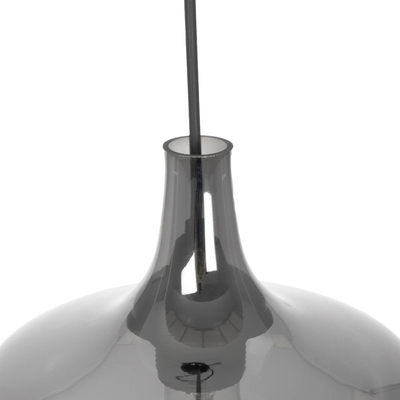 GLOBOSTAR® OVOCE 206-0032 Μοντέρνο Κρεμαστό Φωτιστικό Οροφής με Ντουί 1 x E27 AC 220-240V IP20 - Μαύρο Φιμέ - Μ20 x Π20 x Υ22cm