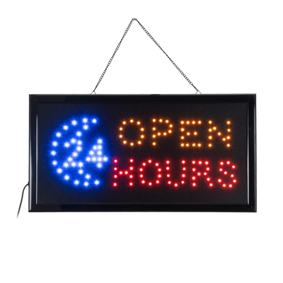 GLOBOSTAR® SIGN 75682 Διακοσμητικό Φωτιστικό Τοίχου Ένδειξης / Σήμανσης OPEN 24 HOURS LED 5W 150lm 120° AC 220-240V IP20 Πολύχρωμο - Μαύρο - Μ48 x Π25 x Υ2cm - 2 Χρόνια Εγγύηση