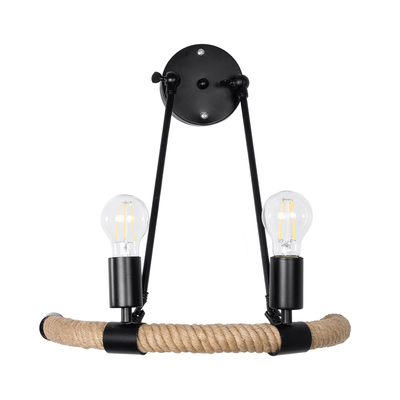 GLOBOSTAR® CROWN 01002 Vintage Φωτιστικό Τοίχου - Απλίκα με Ντουί 2 x E27 AC 220-240V IP20 - Μαύρο & Μπεζ - Μ41 x Π24 x Υ40cm