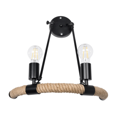 GLOBOSTAR® CROWN 01002 Vintage Φωτιστικό Τοίχου - Απλίκα με Ντουί 2 x E27 AC 220-240V IP20 - Μαύρο & Μπεζ - Μ41 x Π24 x Υ40cm