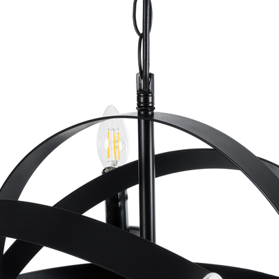 GLOBOSTAR® ESTELLE 01003 Vintage Κρεμαστό Φωτιστικό Οροφής με Ντουί 8 x E14 AC 220-240V IP20 - Μαύρο - Μ65 x Π65 x Y50cm