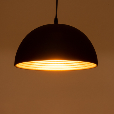 GLOBOSTAR® MEDEA 01004 Μοντέρνο Κρεμαστό Φωτιστικό Οροφής με Ντουί 1 x E27 AC 220-240V IP20 - Μαύρο & Χρυσό - Μ30 x Π30 x Υ16cm