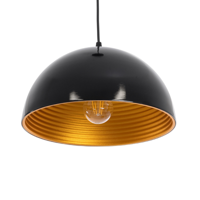 GLOBOSTAR® MEDEA 01004 Μοντέρνο Κρεμαστό Φωτιστικό Οροφής με Ντουί 1 x E27 AC 220-240V IP20 - Μαύρο & Χρυσό - Μ30 x Π30 x Υ16cm