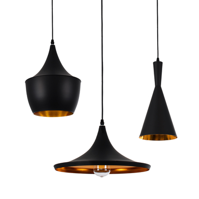 GLOBOSTAR® SHANGHAI 01025 Μοντέρνο Κρεμαστό Φωτιστικό Οροφής με Ντουί 3 x E27 AC 220-240V IP20 - Μαύρο & Χρυσό - Μ79.5 x Π79.5 x Υ38cm - Σετ 3 Τεμαχίων