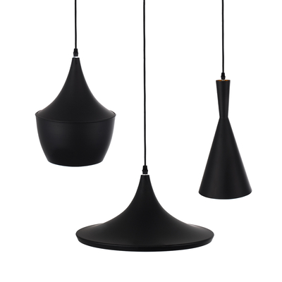 GLOBOSTAR® SHANGHAI 01025 Μοντέρνο Κρεμαστό Φωτιστικό Οροφής με Ντουί 3 x E27 AC 220-240V IP20 - Μαύρο & Χρυσό - Μ79.5 x Π79.5 x Υ38cm - Σετ 3 Τεμαχίων