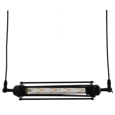 GLOBOSTAR® TUBE 01085 Vintage Κρεμαστό Φωτιστικό Οροφής με Ντουί 1 x E27 AC 220-240V IP20 - Μαύρο - Μ43 x Π11 x Υ11cm