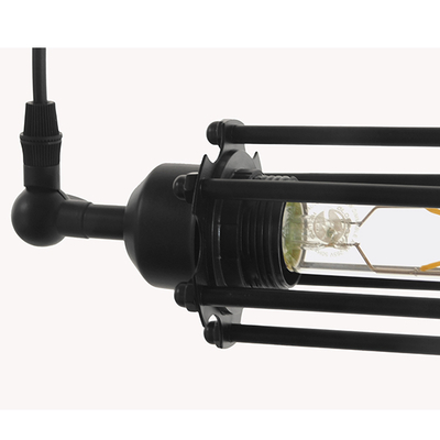 GLOBOSTAR® TUBE 01085 Vintage Κρεμαστό Φωτιστικό Οροφής με Ντουί 1 x E27 AC 220-240V IP20 - Μαύρο - Μ43 x Π11 x Υ11cm