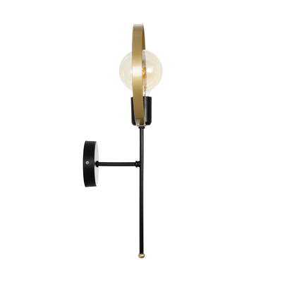 GLOBOSTAR® SOPA 201-0120 Μοντέρνο Φωτιστικό Τοίχου - Απλίκα με Ντουί 1 x E27 AC 220-240V IP20 - Μαύρο & Χρυσό - Μ23 x Π15 x Υ51cm