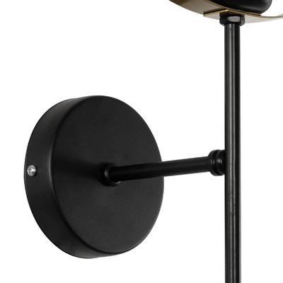 GLOBOSTAR® SOPA 201-0120 Μοντέρνο Φωτιστικό Τοίχου - Απλίκα με Ντουί 1 x E27 AC 220-240V IP20 - Μαύρο & Χρυσό - Μ23 x Π15 x Υ51cm