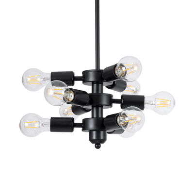 GLOBOSTAR® DELIR 01035 Μοντέρνο Φωτιστικό Οροφής με Ντουί 9 x E27 AC 220-240V IP20 - Μαύρο - Μ24 x Π24 x Υ23cm