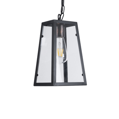 GLOBOSTAR® LIMA 01040 Vintage Κρεμαστό Φωτιστικό Οροφής με Ντουί 1 x E27 AC 220-240V IP20 - Μαύρο & Διάφανο - Μ17 x Π14 x Υ26cm