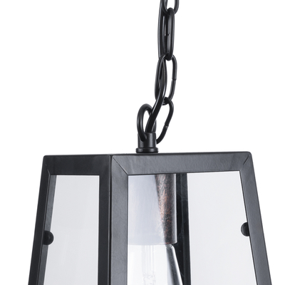 GLOBOSTAR® LIMA 01040 Vintage Κρεμαστό Φωτιστικό Οροφής με Ντουί 1 x E27 AC 220-240V IP20 - Μαύρο & Διάφανο - Μ17 x Π14 x Υ26cm