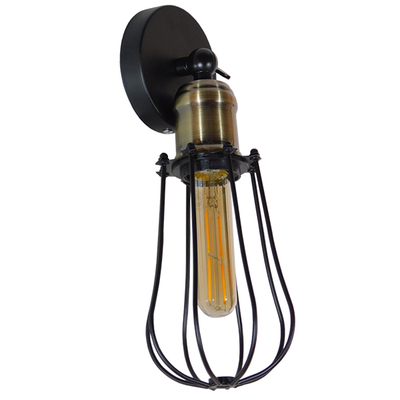 GLOBOSTAR® CATEL 01056 Vintage Φωτιστικό Τοίχου - Απλίκα με Ντουί 1 x E27 AC 220-240V IP20 - Μαύρο & Χρυσό - Μ12 x 15 x Υ32cm