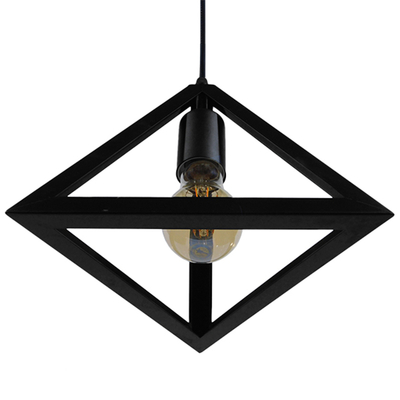 GLOBOSTAR® TRIANGLE 01063 Μοντέρνο Κρεμαστό Φωτιστικό Οροφής με Ντουί 1 x E27 AC 220-240V IP20 - Μαύρο - Μ25 x Π25 x Y21cm