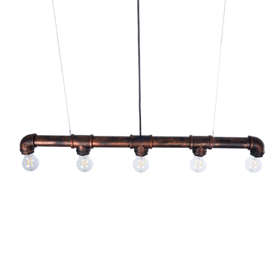 GLOBOSTAR® CANAL 01070 Vintage Κρεμαστό Φωτιστικό Οροφής με Ντουί 5 x E27 AC 220-240V IP20 - Χάλκινο Εφέ Σκουριάς - Μ88 x Π5 x Υ7cm