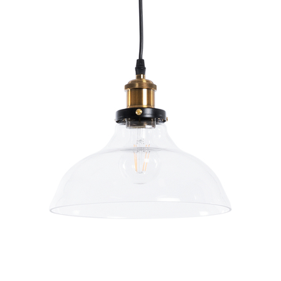 GLOBOSTAR® BINGLEY 01075 Vintage Κρεμαστό Φωτιστικό Οροφής με Ντουί 1 x E27 AC 220-240V IP20 - Διάφανο & Χρυσό - Μ24.5 x Π24.5 x Υ15cm