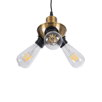 GLOBOSTAR® COPPER 01076 Vintage Κρεμαστό Φωτιστικό Οροφής με Ντουί 3 x E27 AC 220-240V IP20 - Χρυσό & Μαύρο - Μ14 x Π14 x Υ13cm