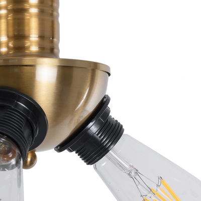 GLOBOSTAR® COPPER 01076 Vintage Κρεμαστό Φωτιστικό Οροφής με Ντουί 3 x E27 AC 220-240V IP20 - Χρυσό & Μαύρο - Μ14 x Π14 x Υ13cm