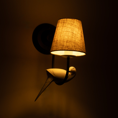 GLOBOSTAR® DOVE 01084 Vintage Φωτιστικό Τοίχου - Απλίκα με Ντουί 1 x E14 AC 220-240V IP20 - Μαύρο & Μπεζ - Μ30 x Π15 x Υ36cm