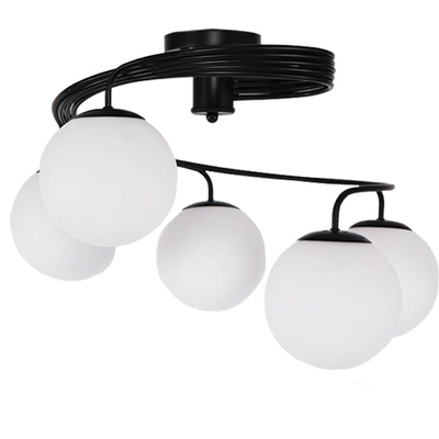 GLOBOSTAR® SELINA 01090 Μοντέρνο Φωτιστικό Οροφής με Ντουί 5 x E27 AC 220-240V IP20 - Μαύρο & Λευκό - Μ63 x Π63 x Υ47cm