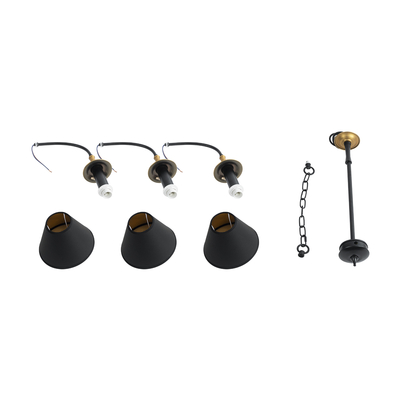 GLOBOSTAR® LIMI 01091 Vintage Κρεμαστό Φωτιστικό Οροφής με Ντουί 3 x E14 AC 220-240V IP20 - Μαύρο & Χρυσό - Μ55 x Π55 x Υ55cm