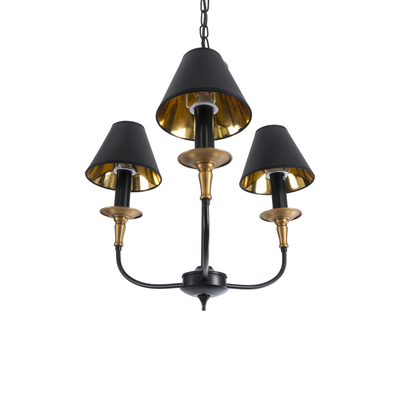 GLOBOSTAR® LIMI 01091 Vintage Κρεμαστό Φωτιστικό Οροφής με Ντουί 3 x E14 AC 220-240V IP20 - Μαύρο & Χρυσό - Μ55 x Π55 x Υ55cm