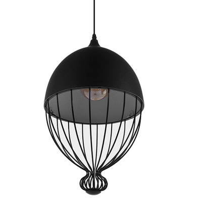 GLOBOSTAR® CANARIO 01107 Vintage Κρεμαστό Φωτιστικό Οροφής με Ντουί 1 x E27 AC 220-240V IP20 - Μαύρο - Μ28 x Π28 x Υ47cm