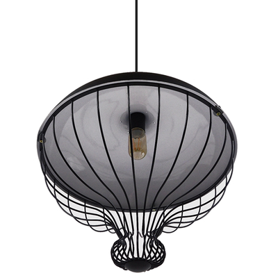 GLOBOSTAR® SOBRINO 01108 Vintage Κρεμαστό Φωτιστικό Οροφής με Ντουί 1 x E27 AC 220-240V IP20 - Μαύρο - Μ46 x Π46 x Υ50cm