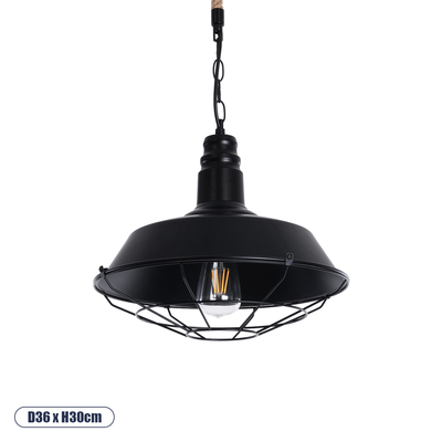 GLOBOSTAR® CRANE 01109 Vintage Κρεμαστό Φωτιστικό Οροφής με Ντουί 1 x E27 AC 220-240V IP20 - Μαύρο & Μπεζ - Μ36 x Π36 x Υ30cm