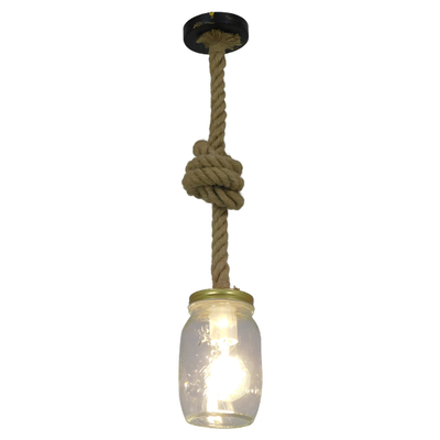 GLOBOSTAR® JAM 01128 Vintage Κρεμαστό Φωτιστικό Οροφής με Ντουί 1 x E27 AC 220-240V IP20 - Διάφανο & Μπεζ - Μ11 x Π11 x Υ120cm