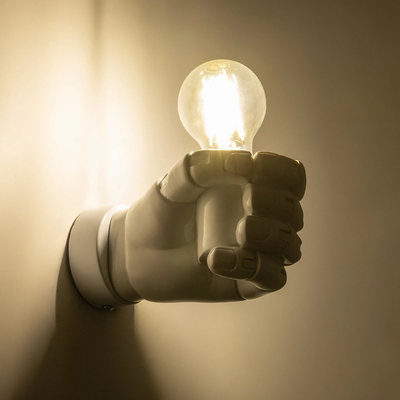 GLOBOSTAR® FIST 01137 Μοντέρνο Φωτιστικό Τοίχου - Απλίκα με Ντουί 1 x E27 AC 220-240V IP20 - Λευκό - Μ15 x Π10 x Υ10cm