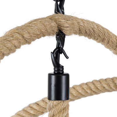 GLOBOSTAR® VITRUVIAN 01141 Boho Κρεμαστό Φωτιστικό Οροφής με Ντουί 4 x E14 AC 220-240V IP20 - Μαύρο & Μπεζ - Μ53 x Π53 x Υ53cm