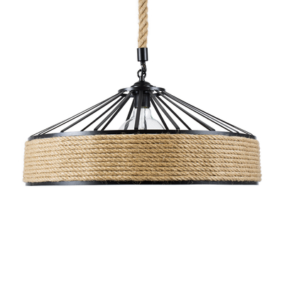 GLOBOSTAR® POLI 01147 Vintage Κρεμαστό Φωτιστικό Οροφής με Ντουί 1 x E27 AC 220-240V IP20 - Μαύρο & Μπεζ - Μ40 x Π40 x Υ32cm