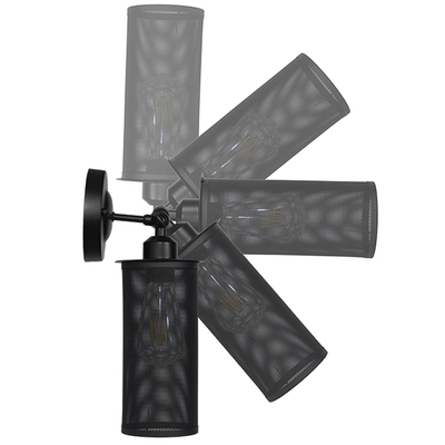 GLOBOSTAR® HOLVIA 01160 Vintage Φωτιστικό Τοίχου - Απλίκα με Ντουί 1 x E27 AC 220-240V IP20 - Μαύρο - Μ16 x Π12 x Υ34cm