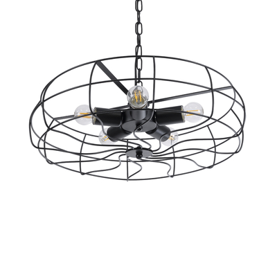 GLOBOSTAR® HELIX 01164 Vintage Κρεμαστό Φωτιστικό Οροφής με Ντουί 5 x E27 AC 220-240V IP20 - Μαύρο - Μ46 x Π46 x Υ13cm